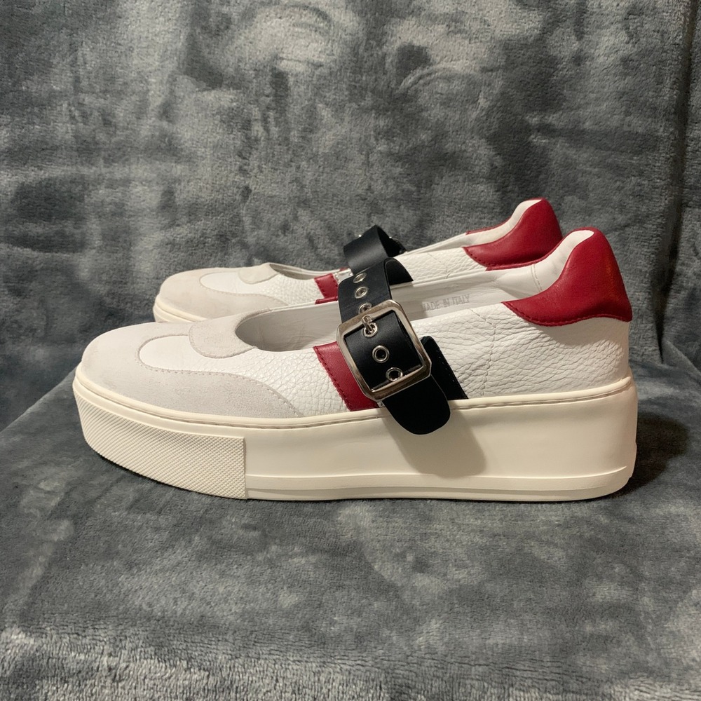 Steve Madden Soar Sneakers Womens 40 9.5 Mary Jane Platform White Leather Chunky